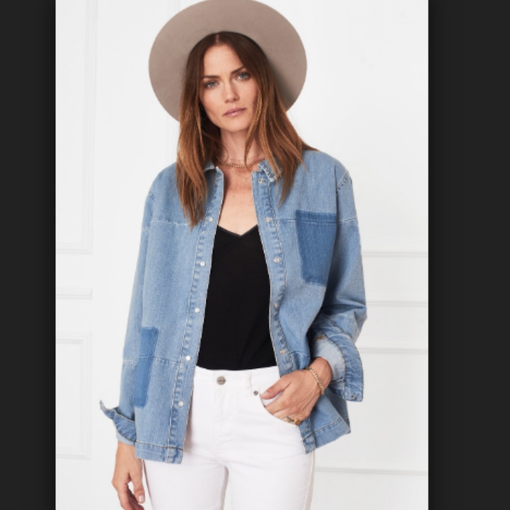 Anine Bing Blue Denim Shirt Jacket
